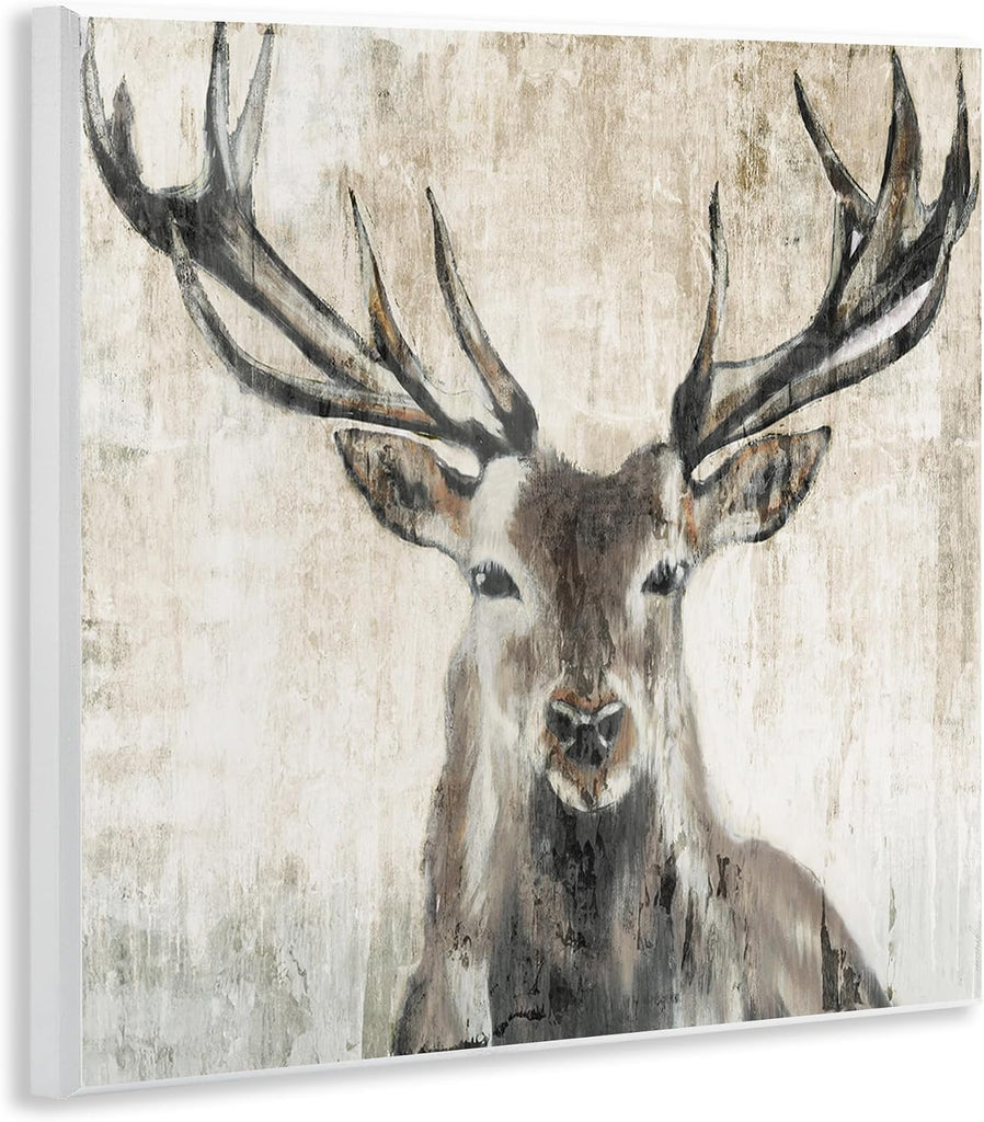 Rustic Deer Elk Wildlife, 24 x 24 Inch Canvas Wall Art