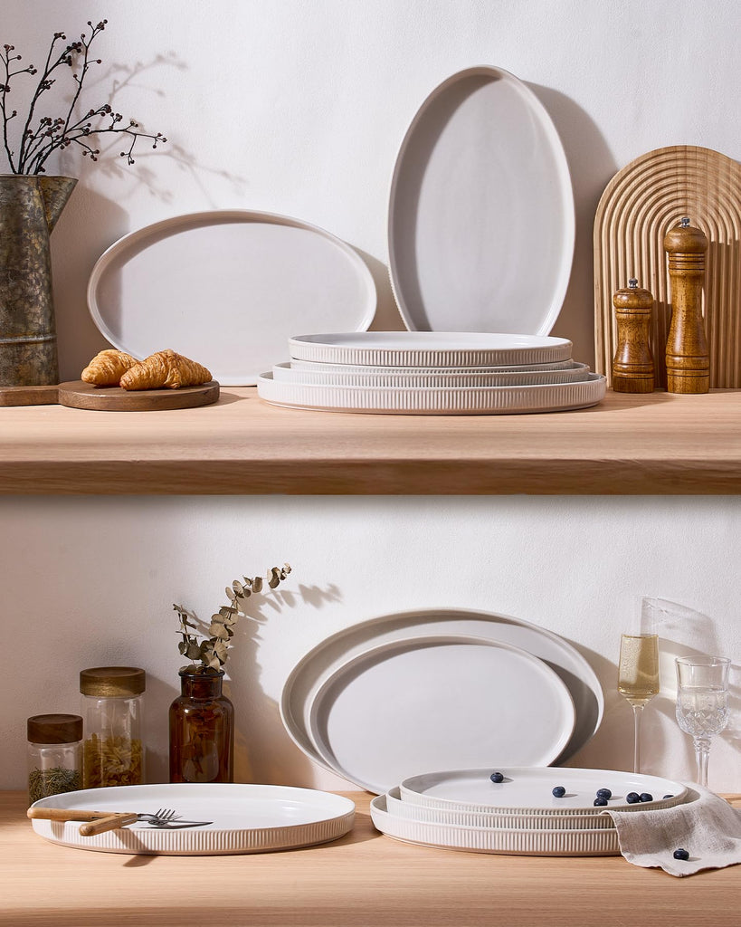 Large Serving Platters Set of 3 Sizes - Oval, Matte White