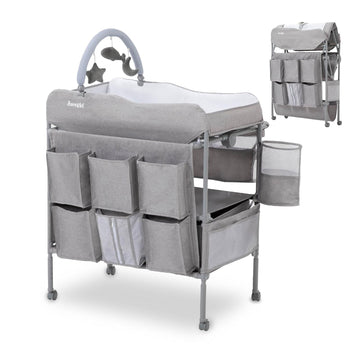Baby Changing Table, Versatile Portable Folding Changing Table, Waterproof Diaper Changing Station with Waste Basket