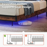 Full Bed Frame with 2-Tier Storage Headboard