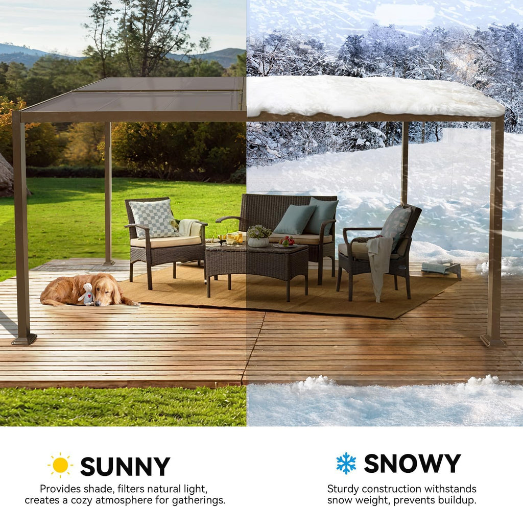 12x16 with Adjustable Polycarbonate Roofs, All Aluminum Frame Permanent Pergola for Patio