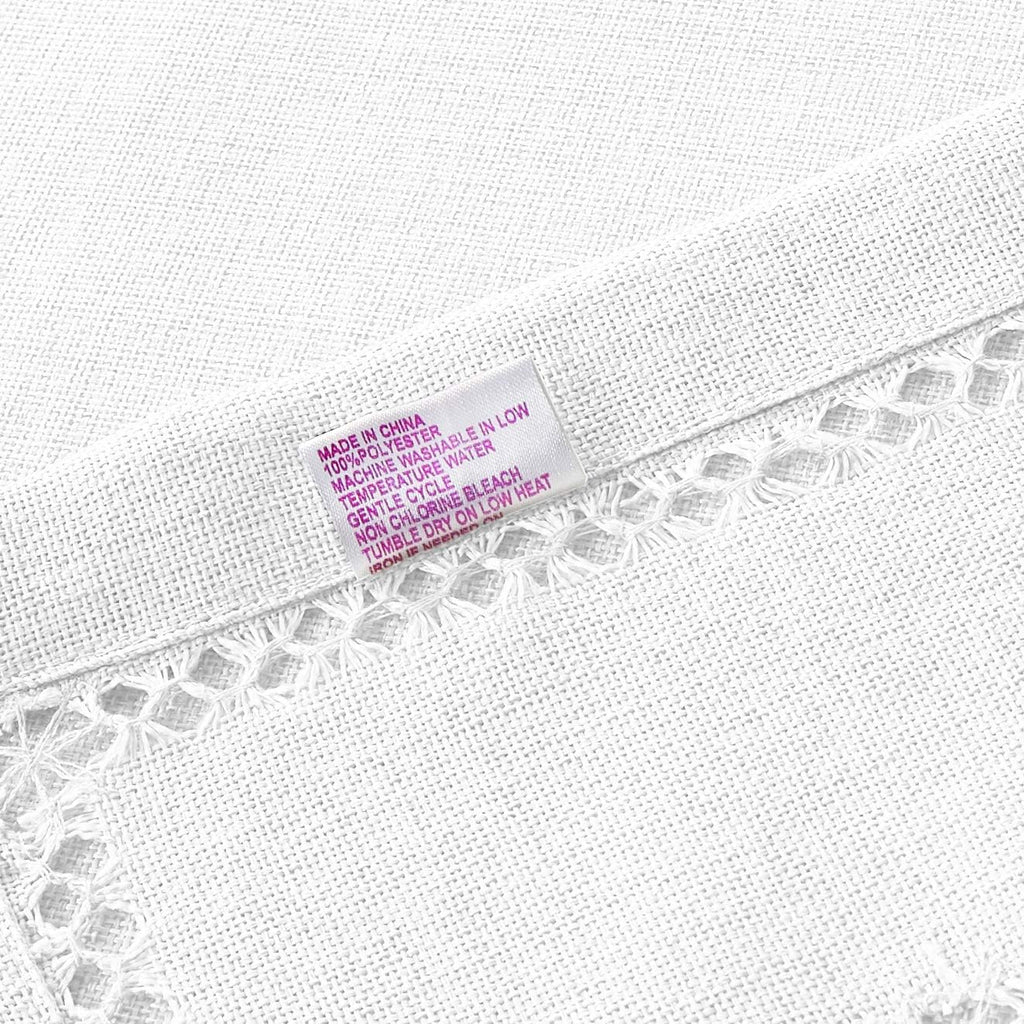 Hem Stitch Embroidered Vintage Design Tablecloth White 68" by 108" Oblong/Rectangle