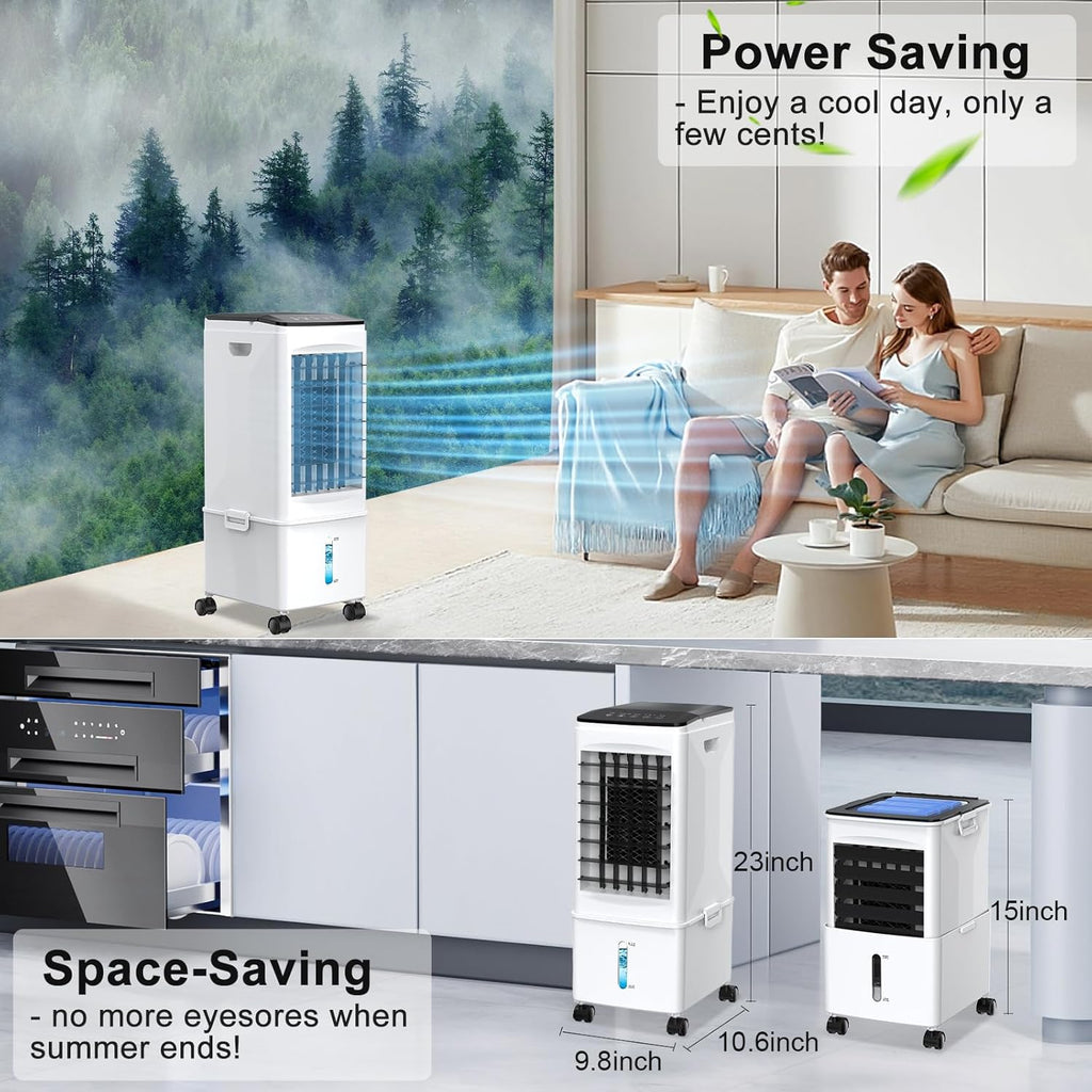 Portable Air Conditioners, [2.5 Gal] Fast Cooling Evaporative Air Cooler, 60W Quiet Portable AC Unit w/Remote & Timer