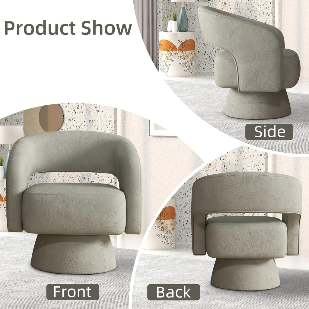 Swivel Barrel Chair Set of 2, Swivel Accent Chair with Thickened Soft Cushion, Modern Chair with Velvet, Comfy Round