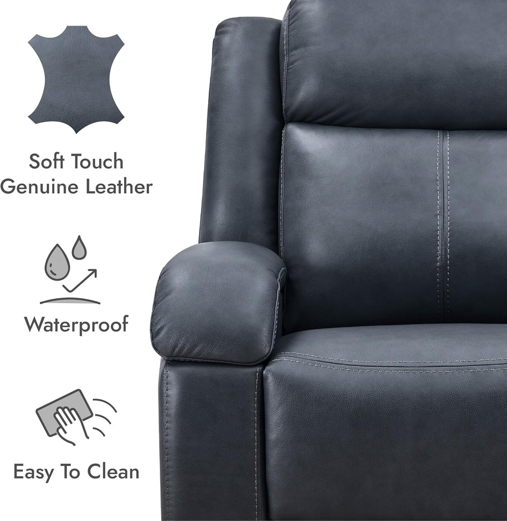 Genuine Leather Power Recliner Chairs for Adults, Wall Hugger RV Recliner with Power Headrest & Charging Ports