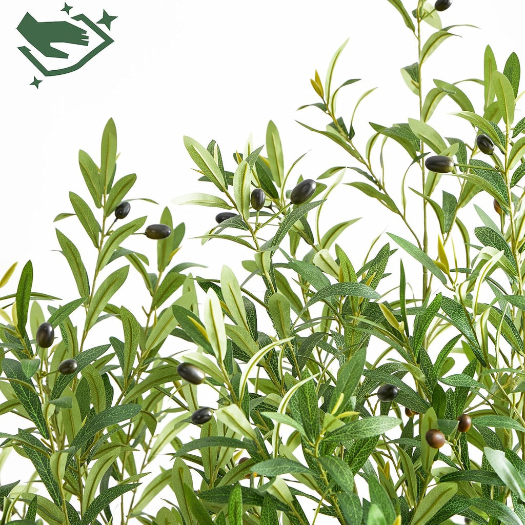 Olive Trees Artificial Indoor 8FT Tall Faux Olive Plants Silk Plant with White Planter, Artificial Plants Home Office