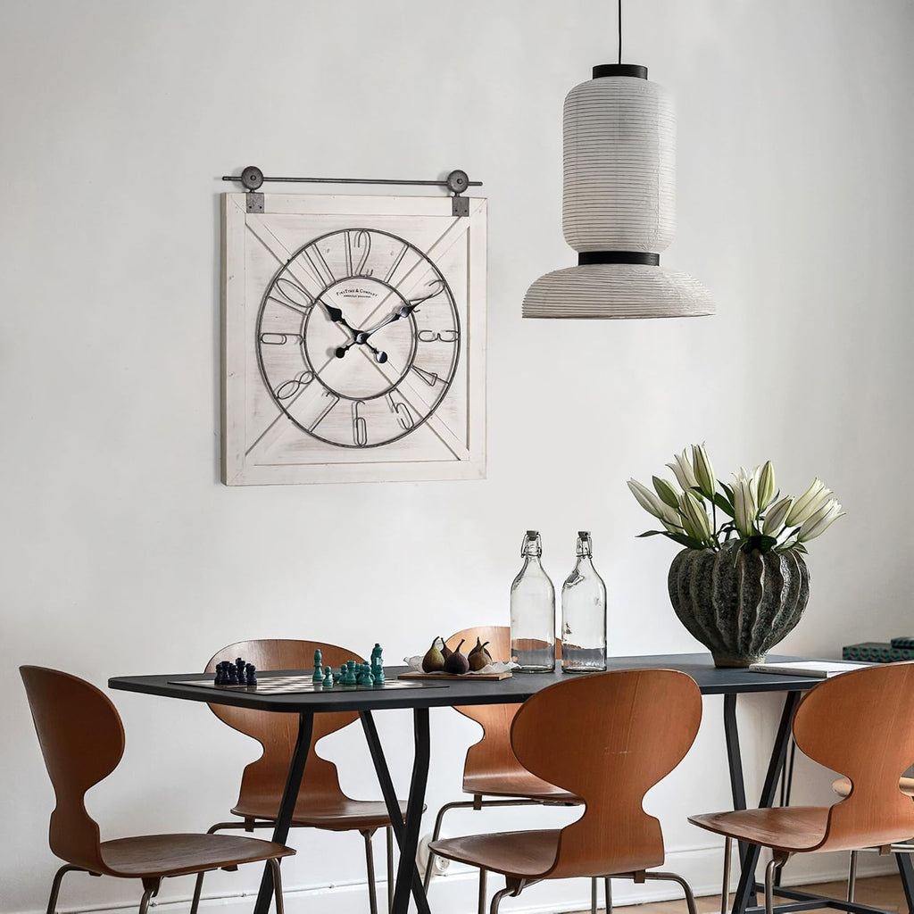 Rustic Large Wall Clock, Classic Vintage Hanging Clock