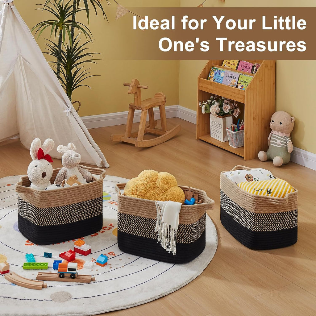 Storage Basket for Organizing, Woven Baskets for Storage, Rectangle Decorative Baskets for Shleves, Closet, Toys
