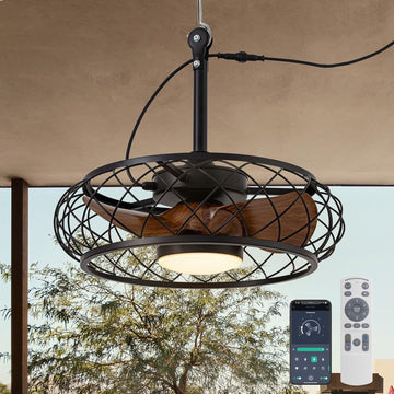 20'' Outdoor Ceiling Fans with Lights, Gazebo Fan Wet Rated Remote&APP Control, Plug in Ceiling Fan for Patios