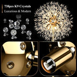69'' Crystal Floor Lamp, Modern Standing Lamp with 738PCS K9 Crystals, Tall Lamp Pole Light Office
