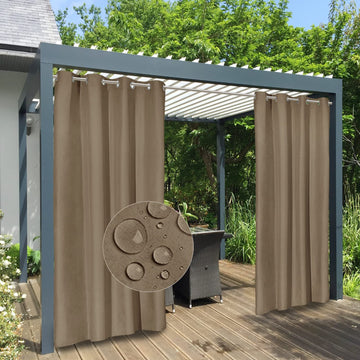 100% Waterproof Outdoor Curtains 54x96 inch, Sand