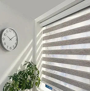 Cordless Zebra Blinds Roller Shades, Grey, 21.5" W x 72" H