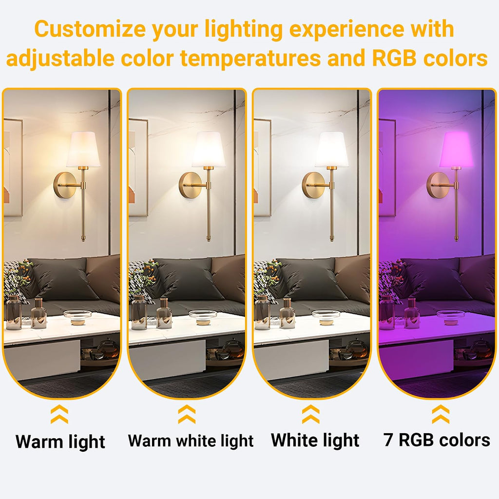 Peel and Stick Wall Sconces, Stick On Wall Sconce Set of 2, Battery Operated Wireless Wall Light, No Drill Adhesive