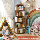 Rotating Bookshelf Tower, 5 Tier Spinning Bookcase, Revolving 360 Book Shelf Narrow Tall Bookcase