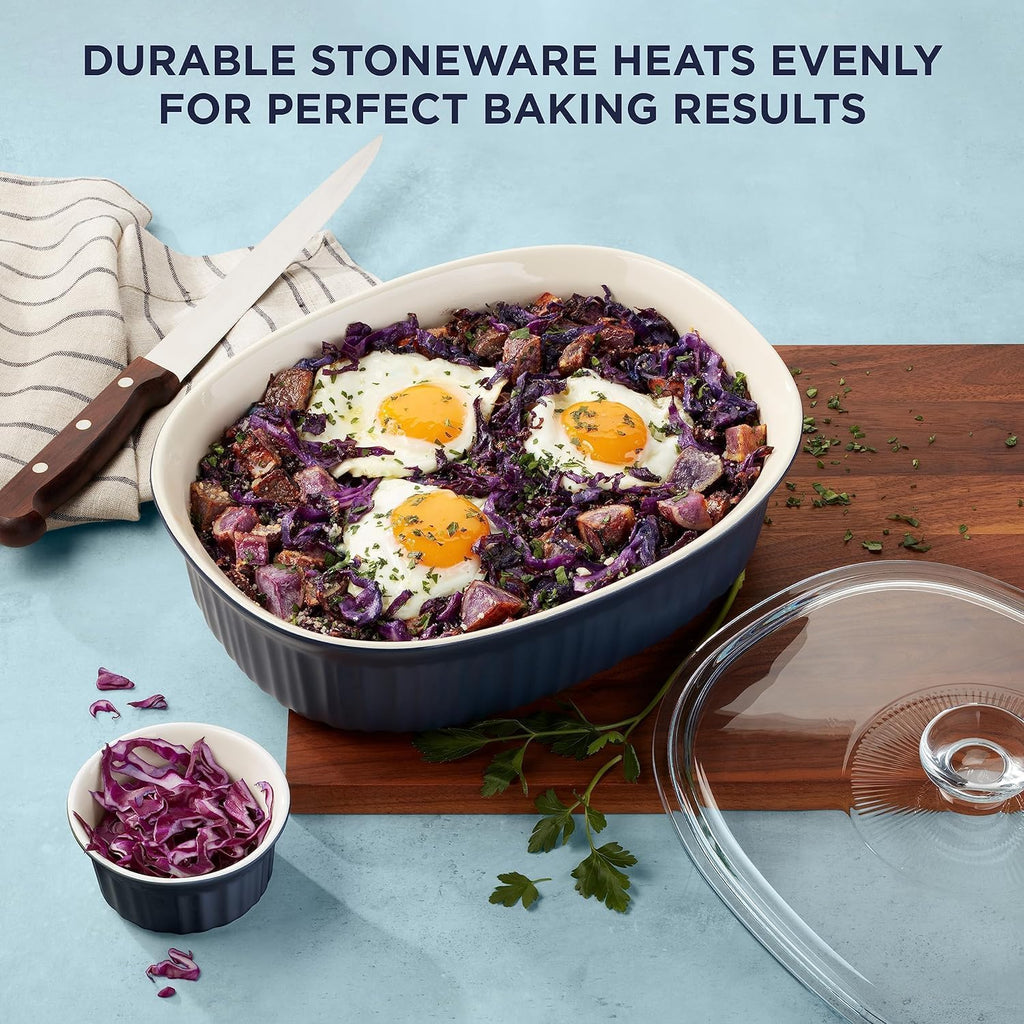 Ceramic Bakeware Set with Lids Chip and Crack Resistant Stoneware Dish, Microwave, Dishwasher, Oven, Freezer and