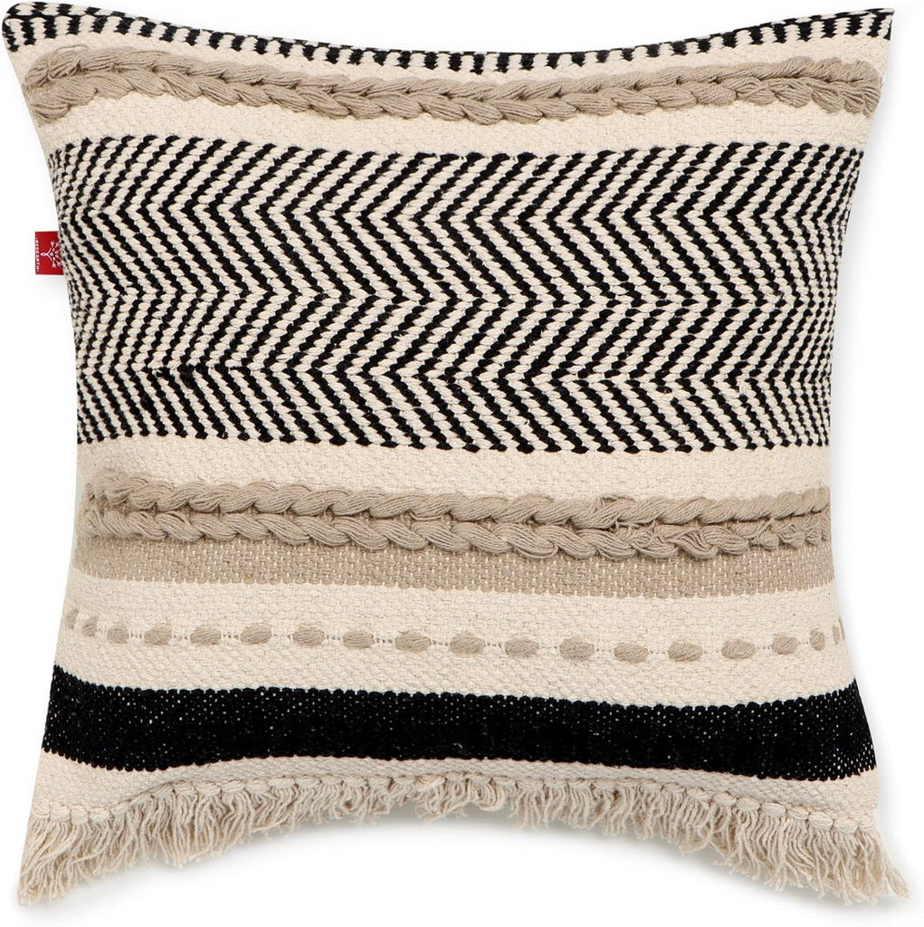 Handmade Boho Throw Pillow Covers - Bohemian Farmhouse Style - Accent Woven Indoor and Covered Patio Pillow Cushion