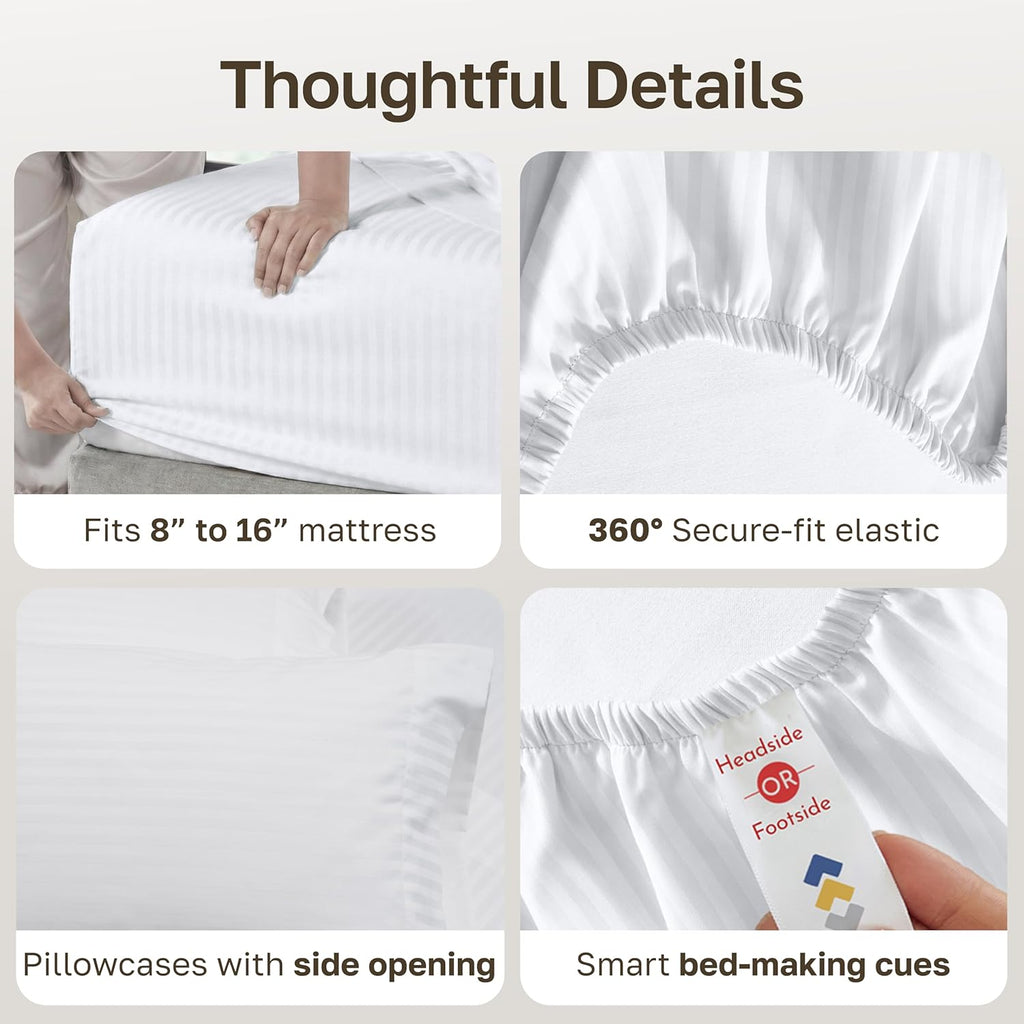 Soft 100% Cotton Sheet Set, 400 TC Good Housekeeping Award Winner, Silky Smooth Sateen Weave with Deep Pockets