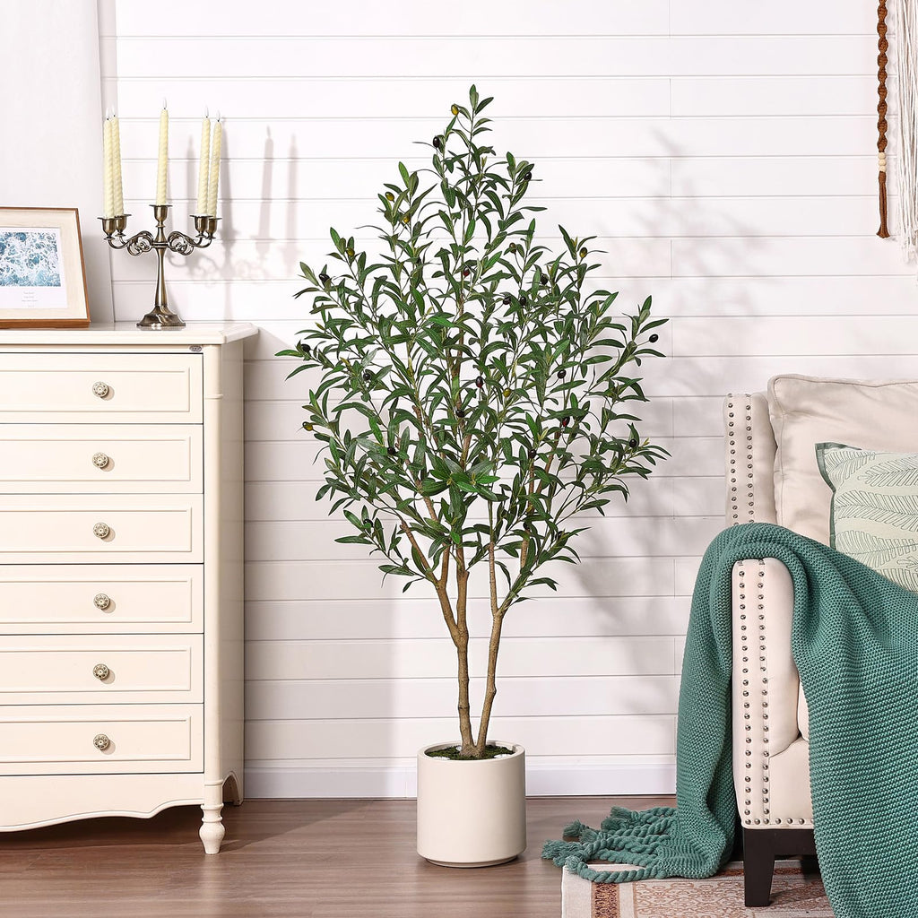 5ft Olive Trees Artificial Indoor with Remote LED Spotlights