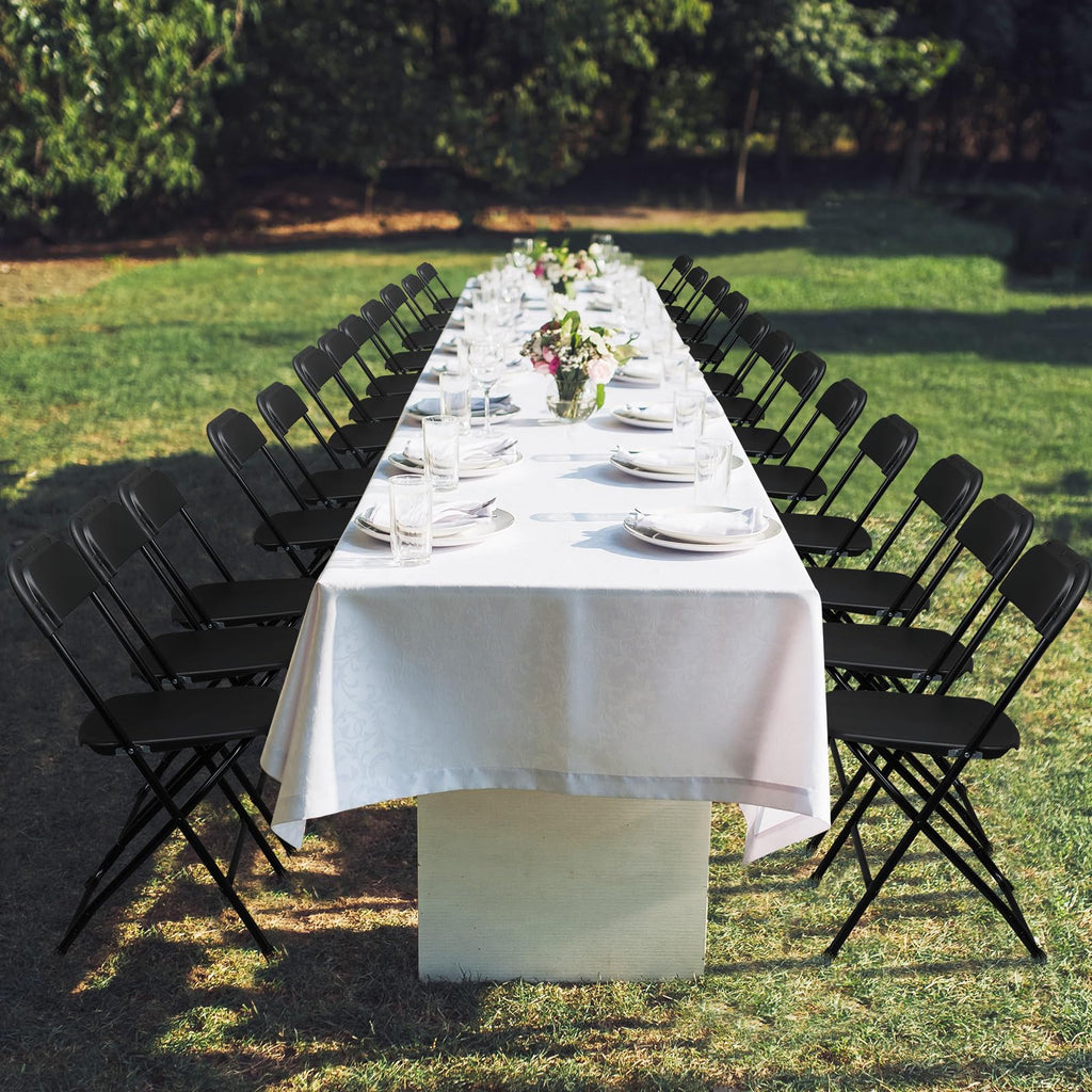 60 Pack Black Plastic Folding Chairs, Portable Party Chairs, Stackable Commercial Seats with Steel Frame Wedding