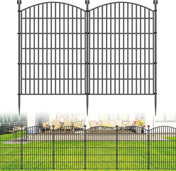 10 Panels No Dig Decorative Garden Fence - 40 in (H) x 23.6 ft (L), Dog Fence Outdoor for Yard,Rustproof Metal Animal