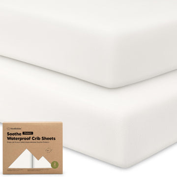 2-Pack Waterproof Crib Sheets for Boys, Girls, 52x28 Fitted (Soft White)