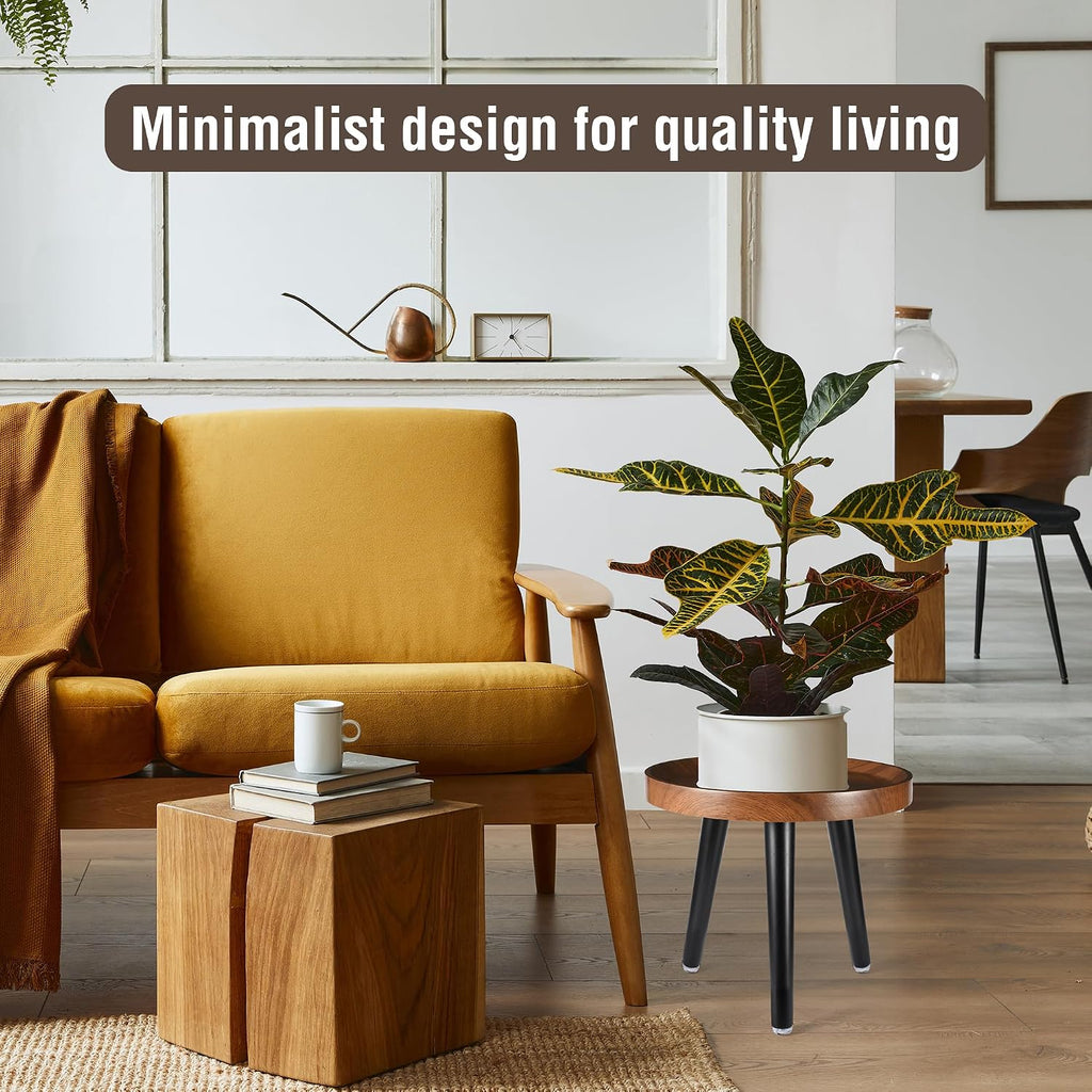 Indoor Plant Stand,Tall Stand with Raised Design(Walnut,12x10.8 in) | 2 Pack Wood Mid Century Plant Table in Walnut