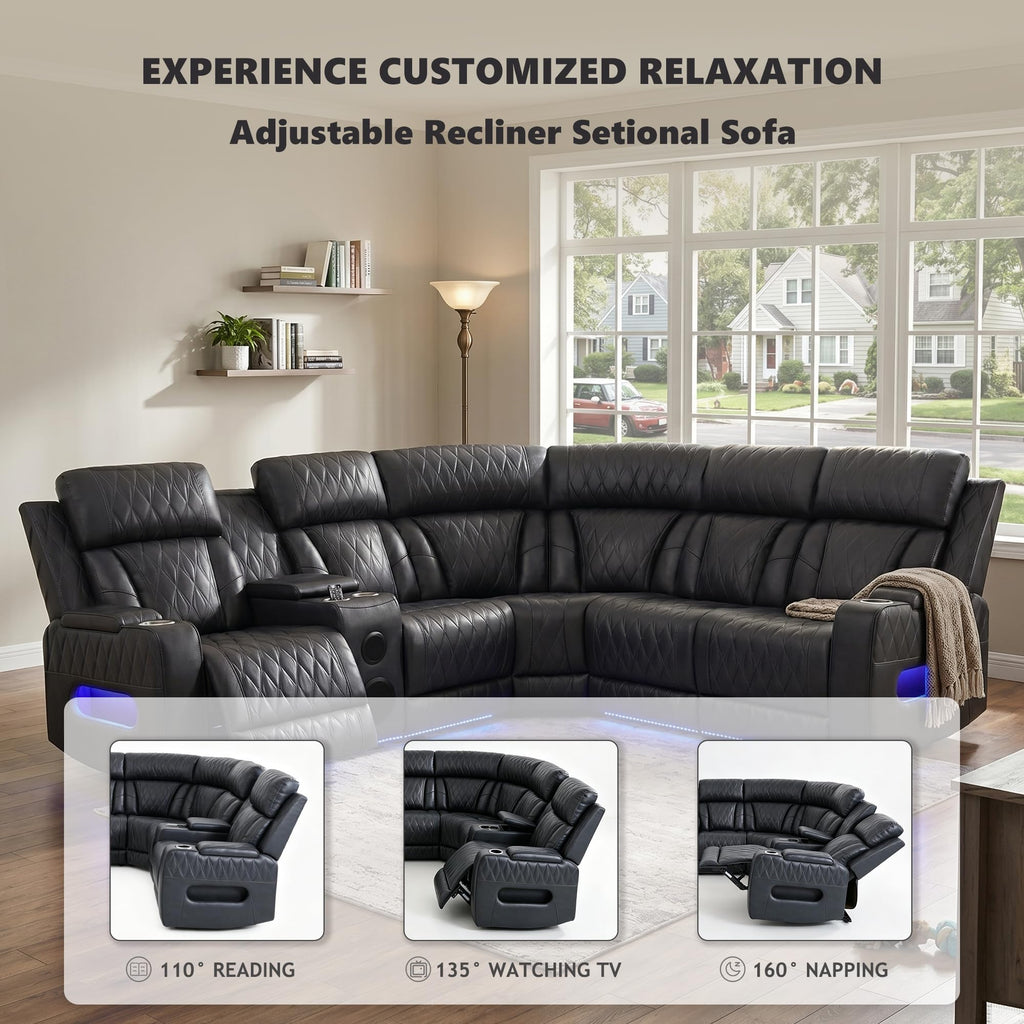 Power Reclining Sectional Sofa with Cup Holders/Storage