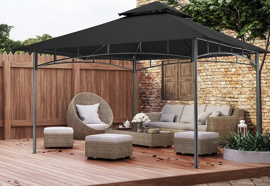 Outdoor Garden Gazebo for Patios with Stable Steel Frame (11x11, Black)