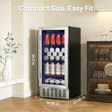 Beverage Cooler 15 Inch Hold 120 Cans,Under Counter/Freestanding Beverage Refrig