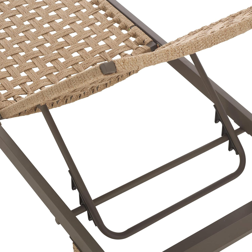 Outdoor Patio Furniture Collection - Arthur Grey & Heather Tan Woven Rope Chaise Lounge Chair, Adjustable Reclining