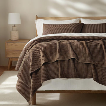 Cotton Coverlet Set 3 Pieces, Lightweight Soft Ribbed Matelassé Bedspread Quilt Set, Cozy Oversized Quilted