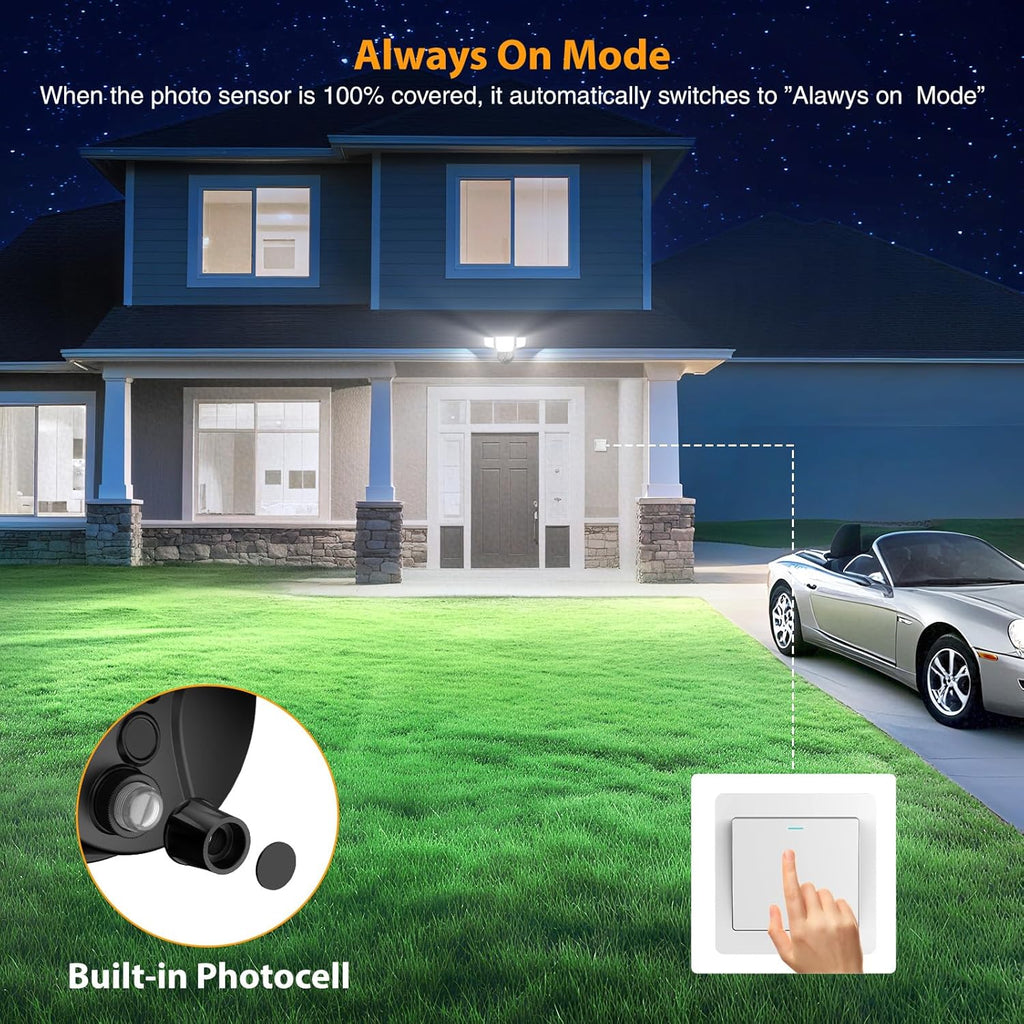 90W Dusk to Dawn Outdoor Lighting,10000lm Flood Lights Outdoor,IP66 Waterproof Black LED Security Light with