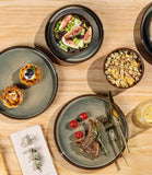 Ceramic Dinnerware Sets for 8, 24 Pieces Porcelain Lightweight Speckled Plates and Bowls Sets
