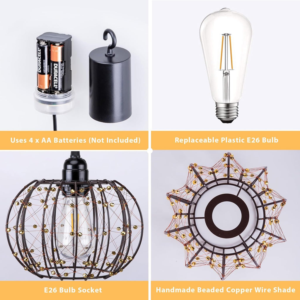 Battery Operated Hanging Outdoor Chandelier, Battery Operate - Image 5