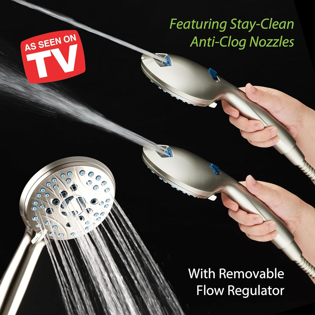 AquaCare High Pressure 8-mode Handheld Shower Head, Anti-clog Nozzles, Built-in Power Wash to Clean Tub, Tile & Pets