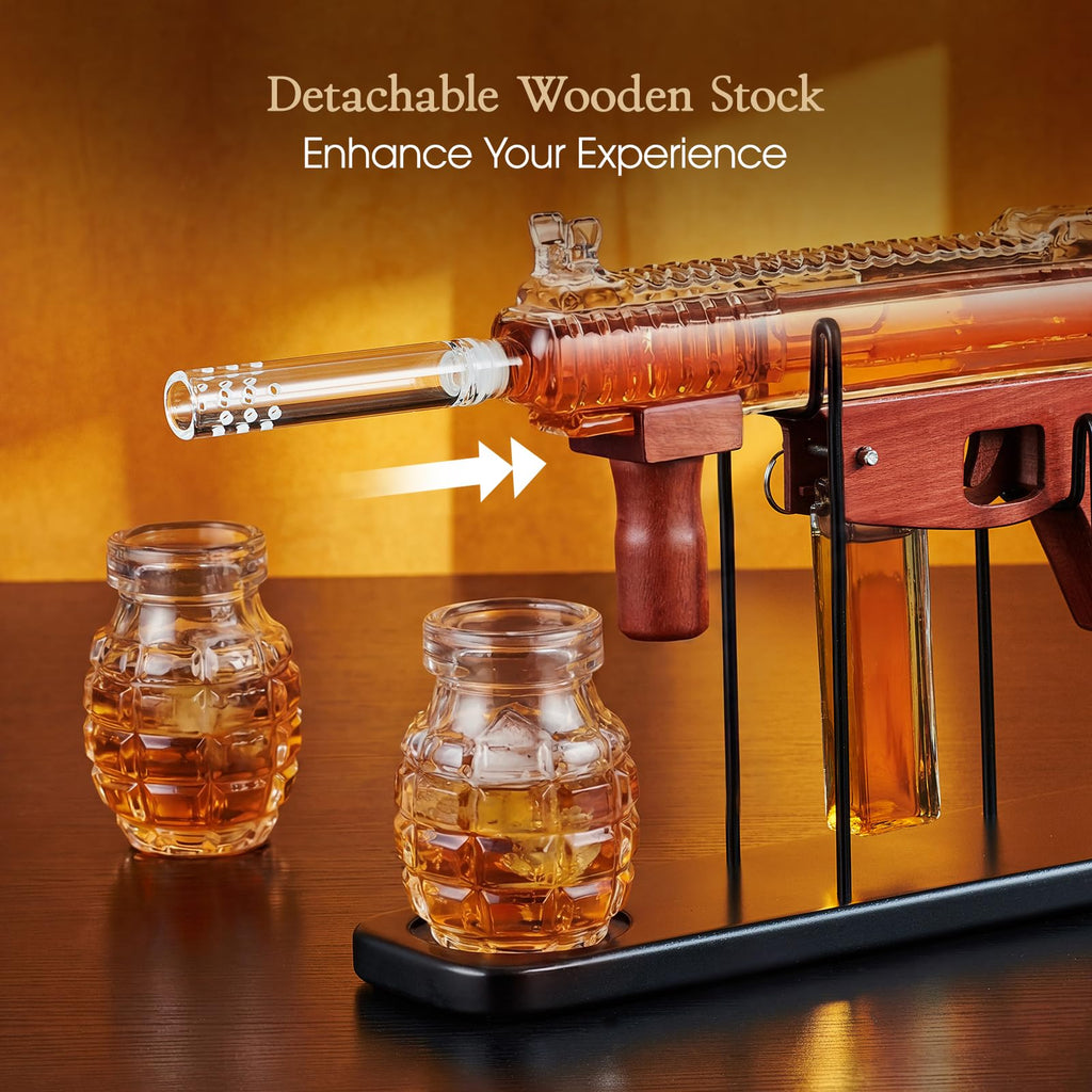 Cool Whiskey Decanter Gift Set with 2 Grenade Glass
