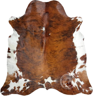 Genuine Cowhide Rug, Brindle Tricolor Carpet & More - Western Look, Blanket, Wall Decor, Upholstery & Chair Use