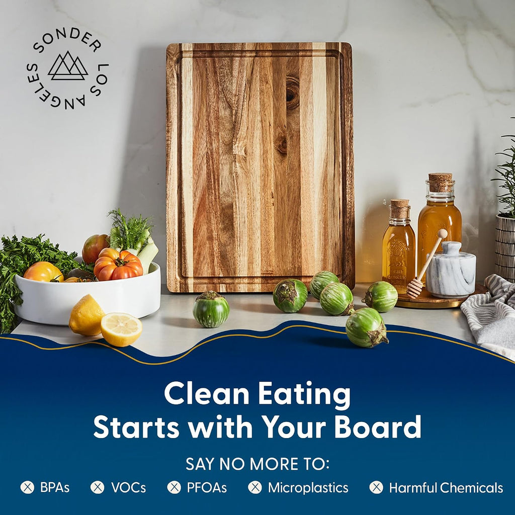 Winsome Acacia Wood Cutting Board | Acacia Edge Grain Cutting Board with Juice Groove & Sorting Compartment | Perfect