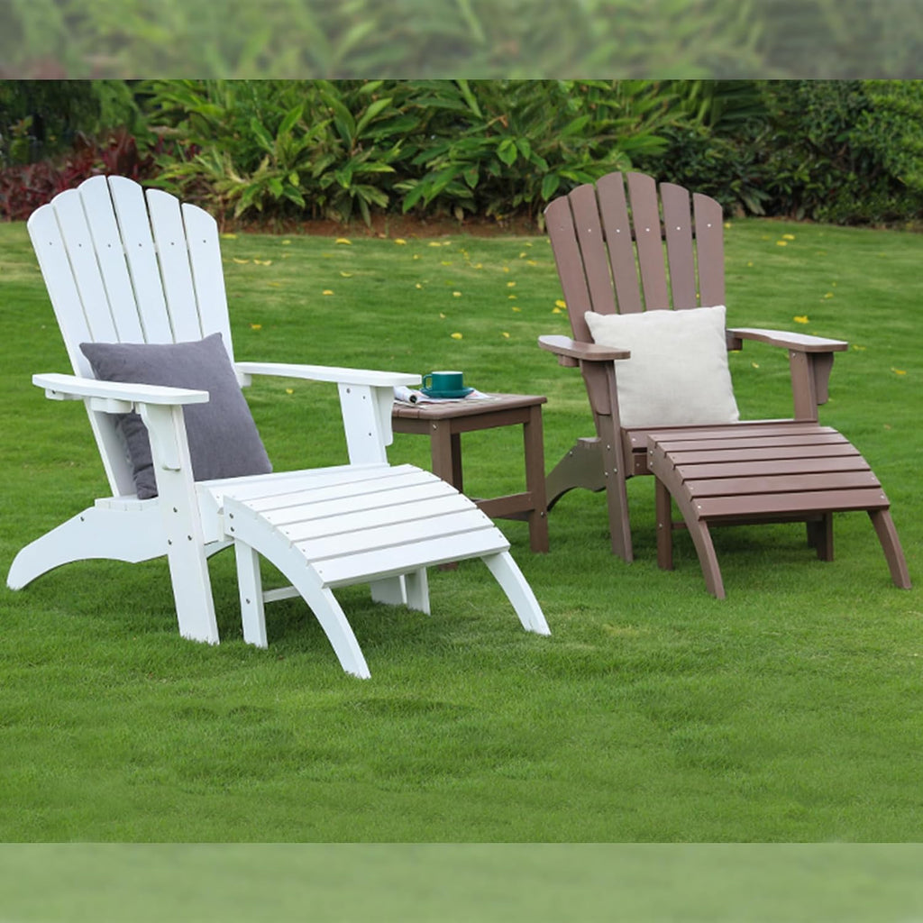Oversized Adirondack Chairs with Cup Holder, White | Poly Lumber Patio Chairs,350Lbs Support, All Weather Patio