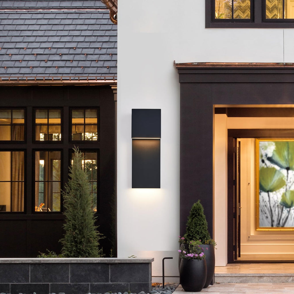 Modern LED Outdoor Wall Sconce 17W Integrated LED Outdoor Wall Mount, Anti Rust Textured Black Suit for Wet Locations