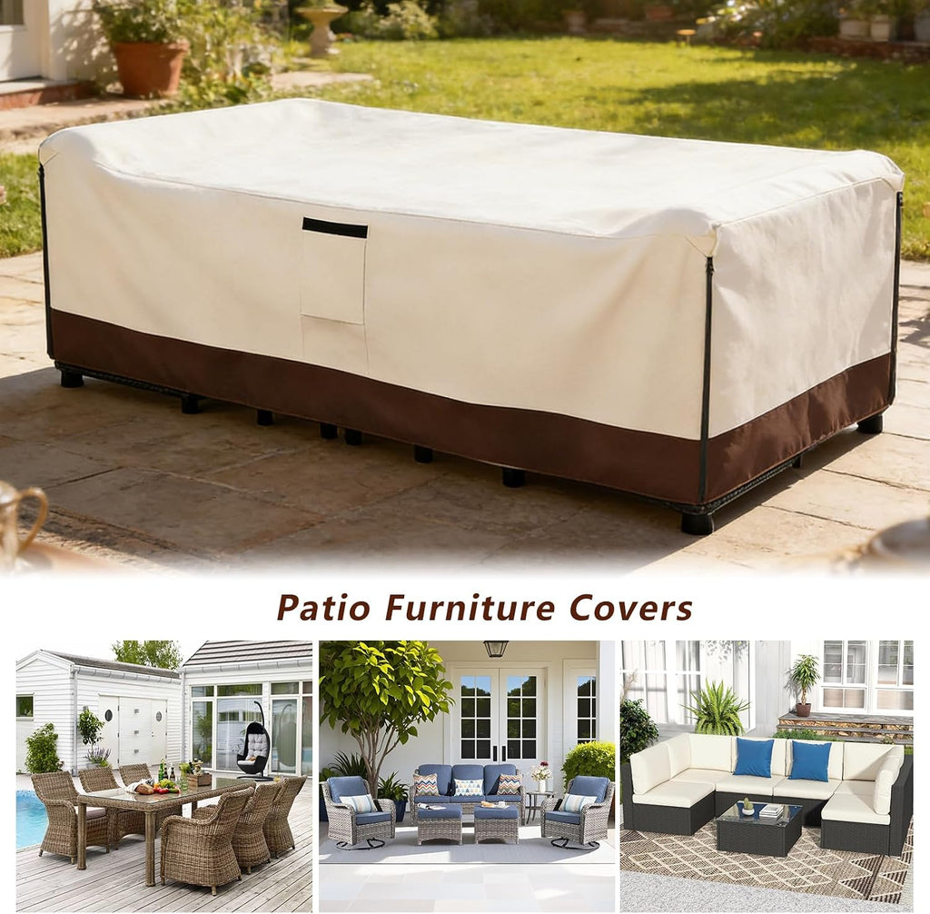 Patio Furniture Covers Waterproof,600D Heavy Duty Patio Cover for 6/7/8 PCS Sets Sectional Sofa Couch Dining Rocking - Set of 8