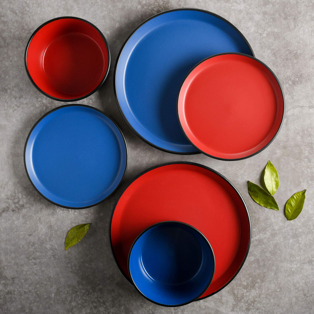 Sofia Coupe Stoneware Dinnerware Set, Service for 4 (12pcs), Matte Red