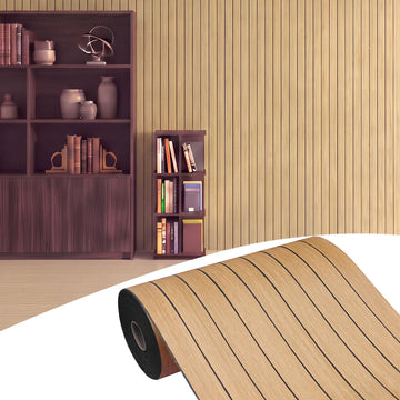 Peel and Stick PVC Slat Wood Wall Panel, Yellow, 118" x 15.7"