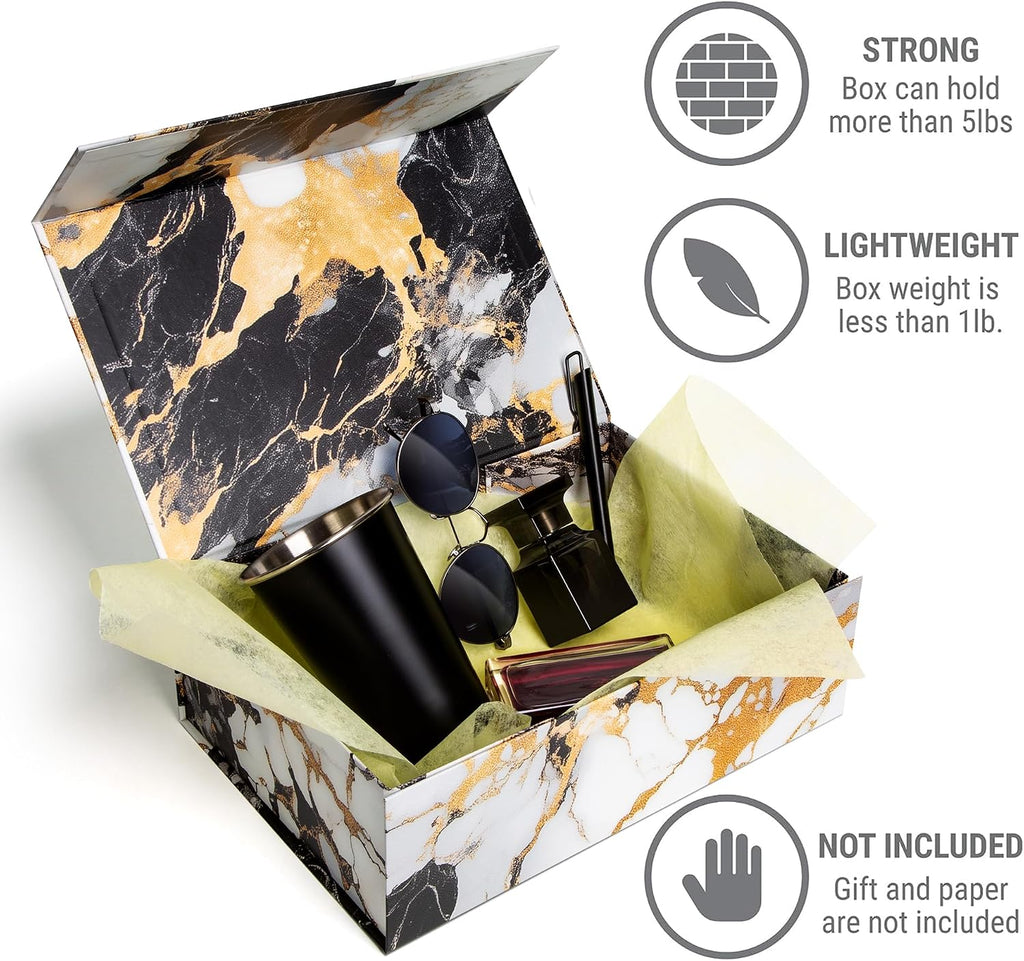 Luxury Keepsake Gift Box 3-Pack Marble Gold Decorative Boxes - Set of 3