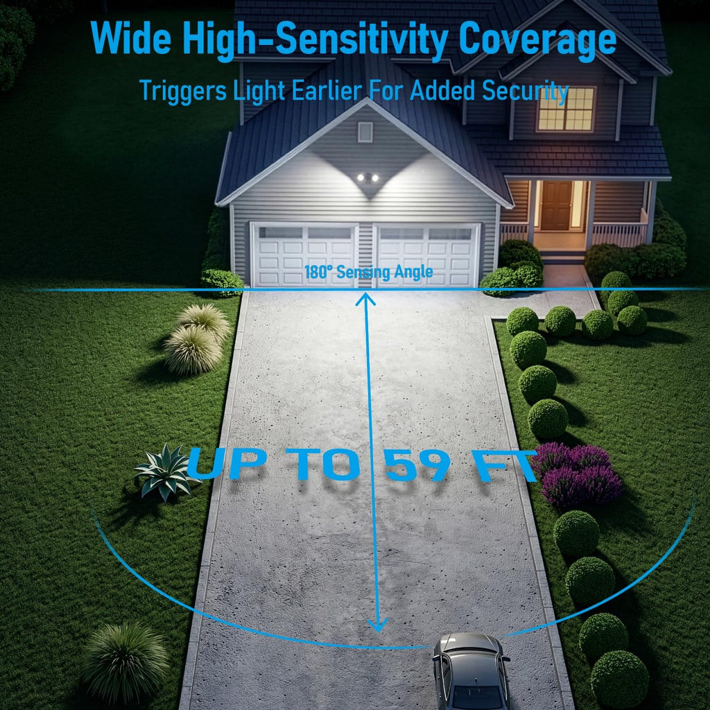 Motion Sensor Security Lights Dusk to Dawn IP65 5000K White | COB LED Motion Detector Flood Light Outdoor, 100-277V