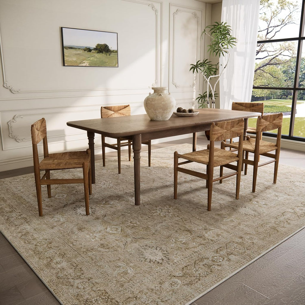 9x12 Area Rug Living Room: Washable Bedroom Rug Non Slip Boho Large Carpet