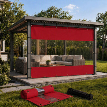 Outdoor Vinyl Curtain, 6'W x 9'L Heavy Duty Clear Tarp with Grommets UV Protection, Clear Panel Waterproof for