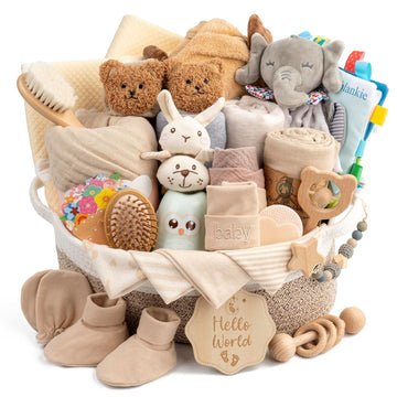 32 Piece Baby Gift Basket - Luxury Curated Baby Gift Basket for Newborn