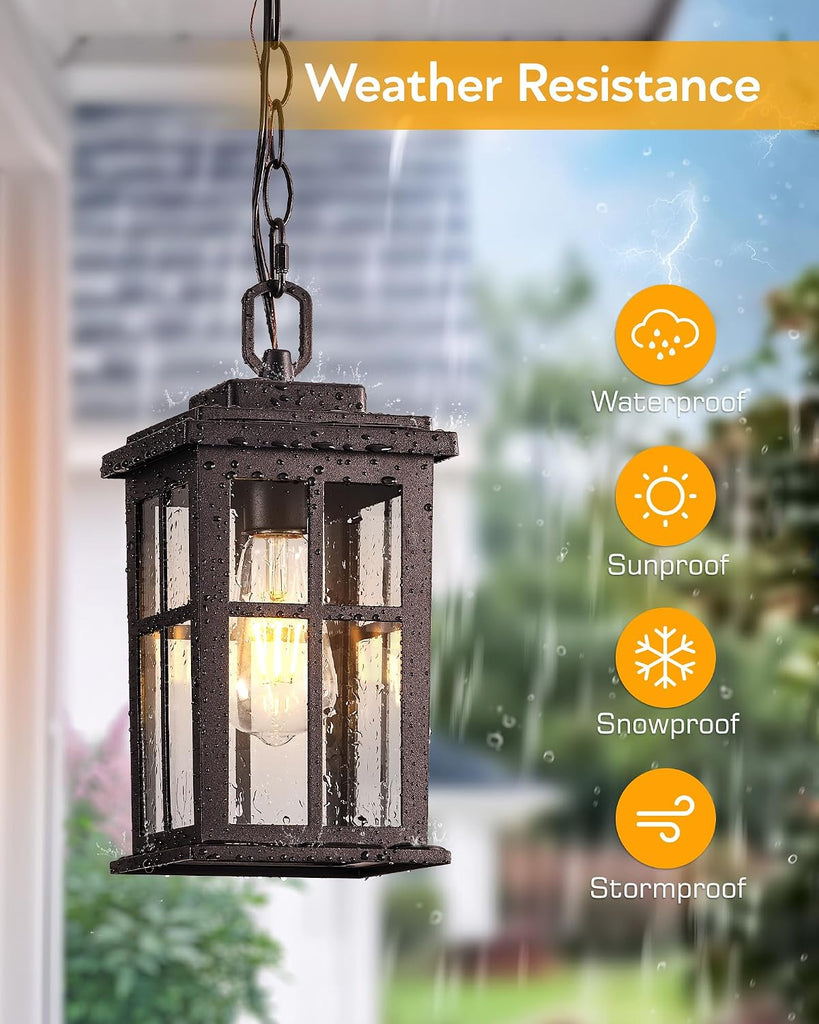 Bronze Hanging Porch Light, Modern Outdoor Pendant Lights for Porch