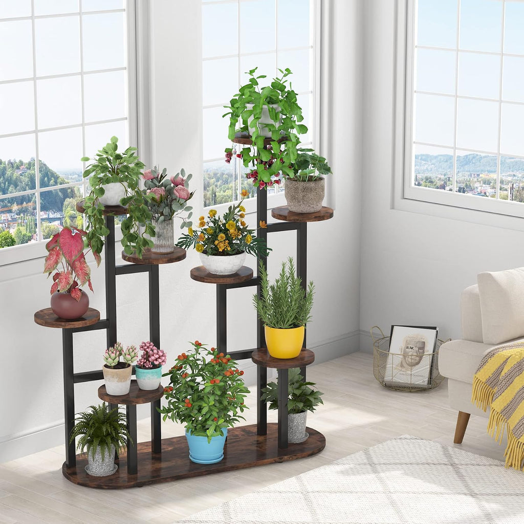 Multi-Tiered 11 Potted Plant Stand Indoor Tall Plant Shelf Flower Stands Plant Rack for Garden Balcony Living Room